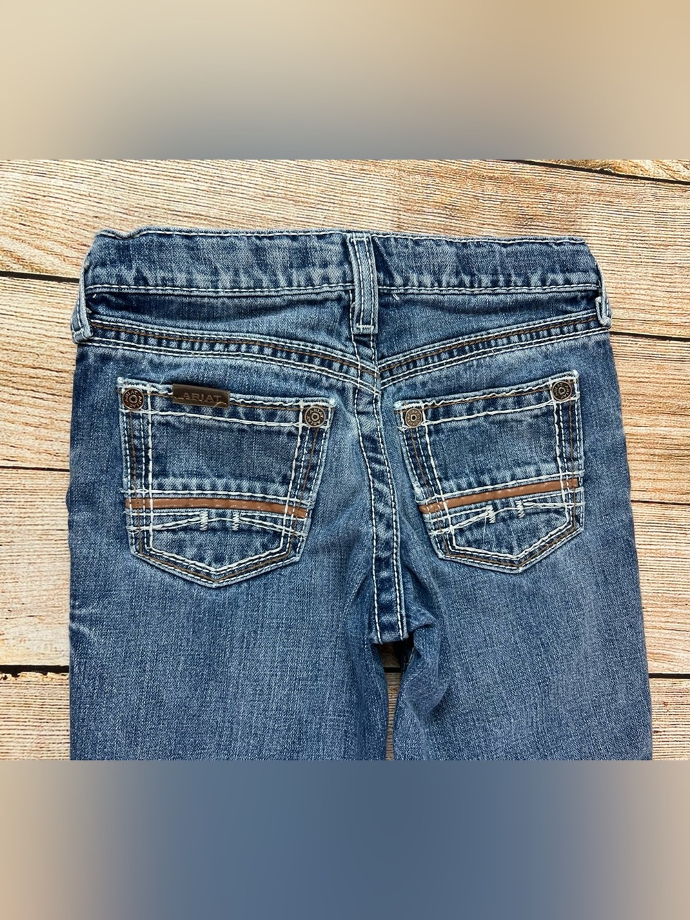 Ariat Western B4 Coltrane Relaxed Bootcut Denim Blue Jeans Boys Size 8 - Picture 5 of 9